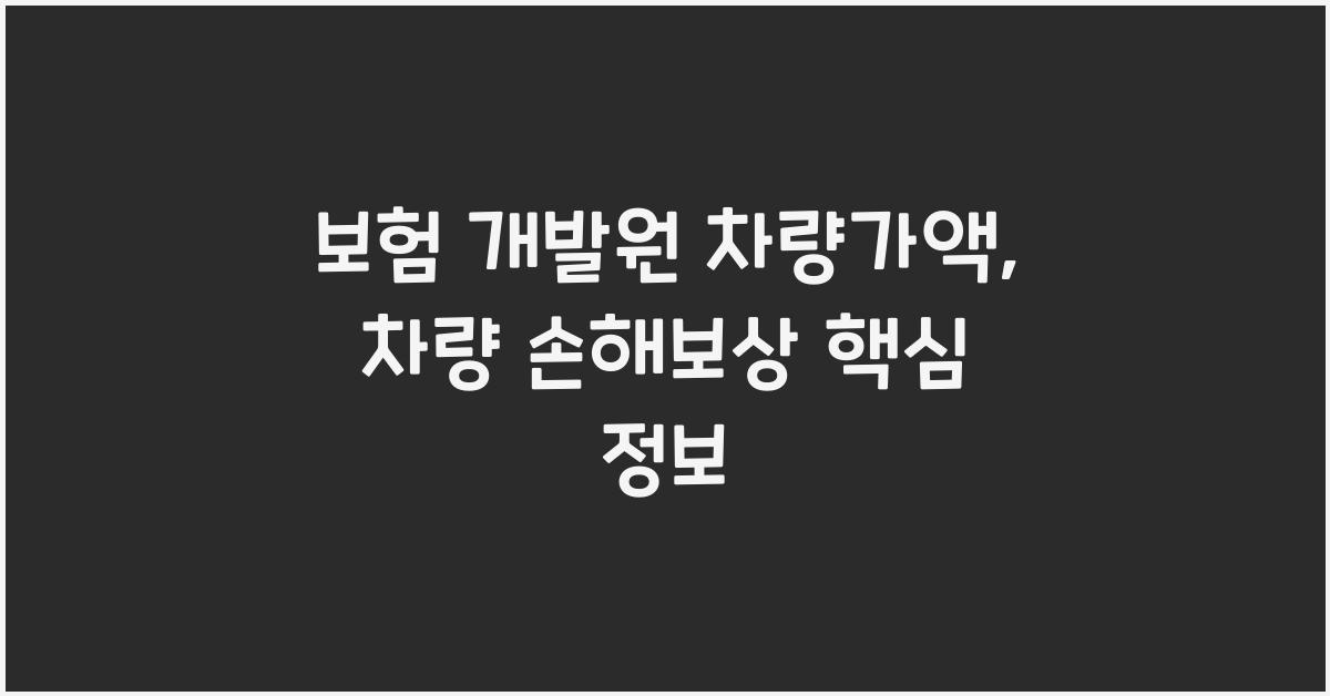 보험 개발원 차량가액