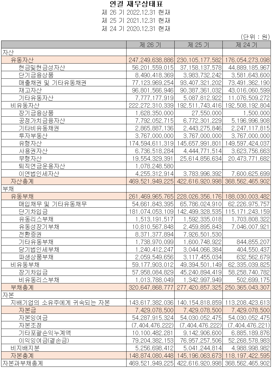 켐트로닉스 - 재무상태표
