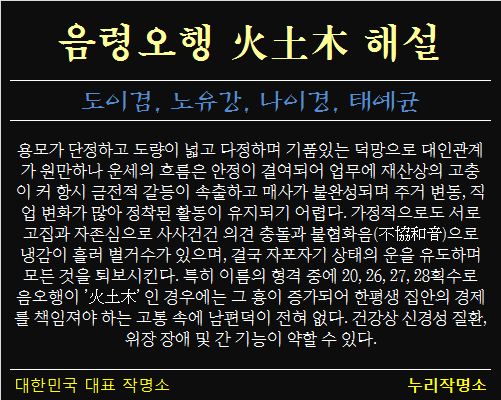 음령오행-화토목-해설