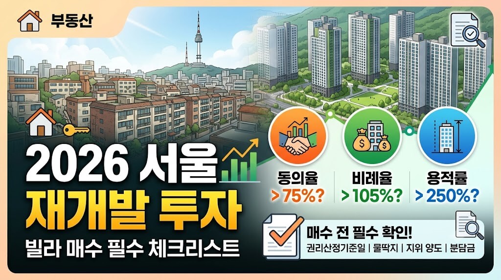 재개발 투자, 동의율·비례율·용적률만 보면 될까? 빌라 매수 체크리스트