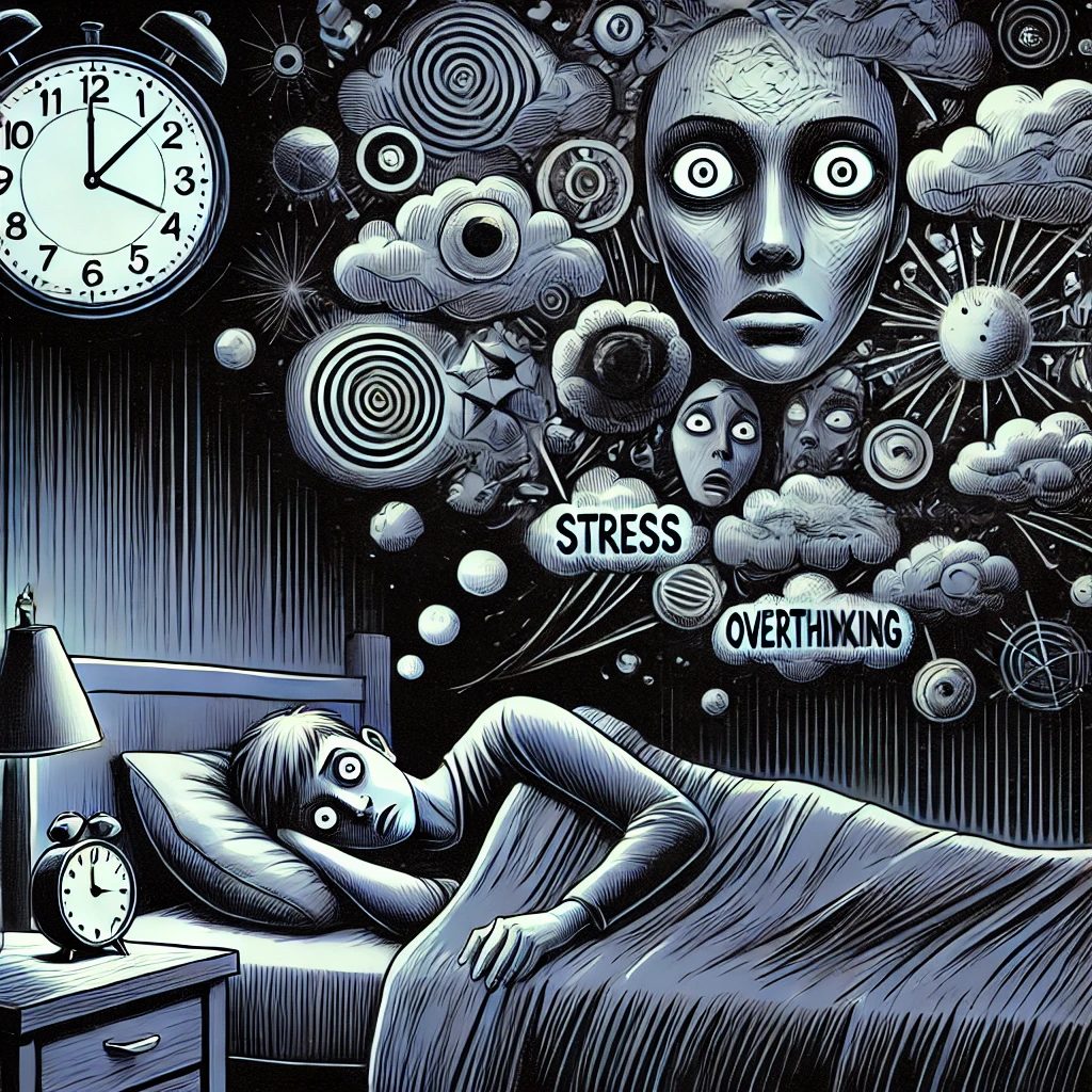 불면증으로 인해 잠 못드는 남자