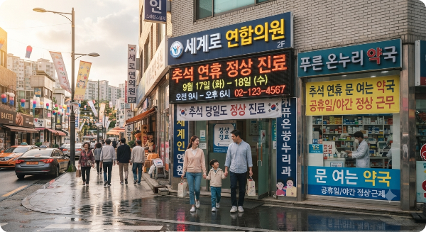 추석 연휴 문 여는 병의원약국 이미지