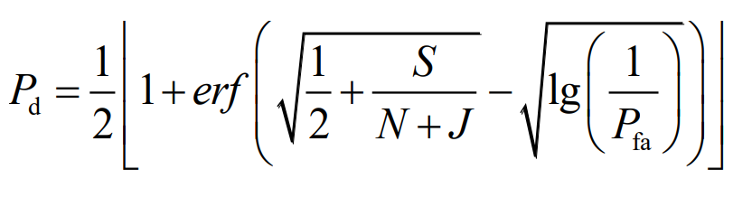 재밍이 존재할 때의 레이다 탐지 확률 수식