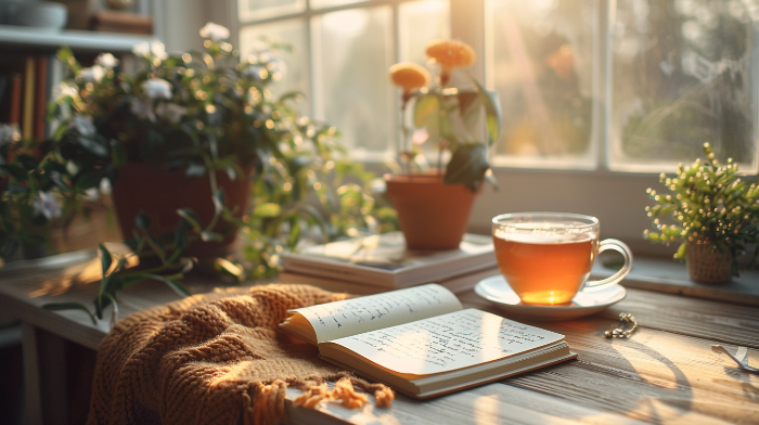 디지털 피로를 줄이는 평온한 아침, 스마트폰 대신 차와 노트로 시작하는 하루