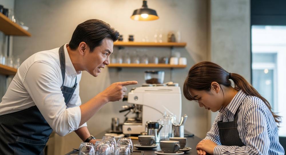 까페에서 갑질하는 사장 사진