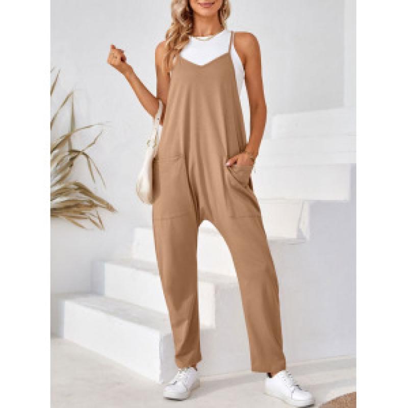 여성 여름 점프슈트 2023 롱 블랙 오버롤