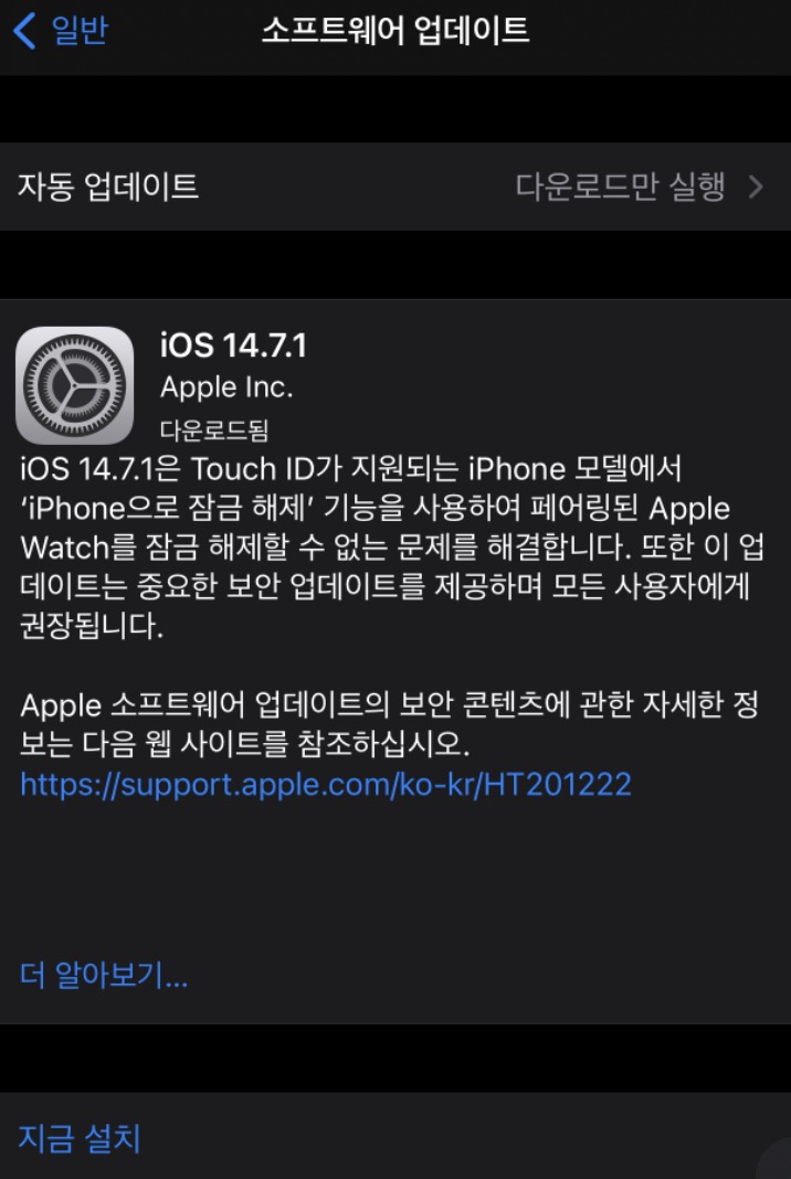 iOS 소프트웨어 업데이트