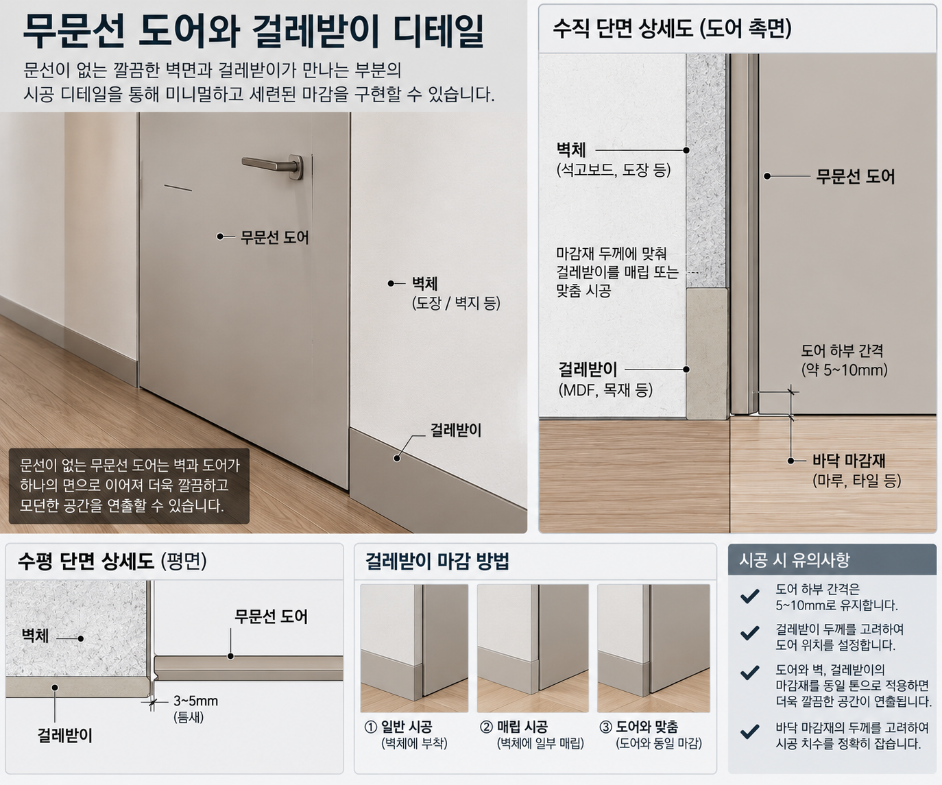 무문선 도어와 걸레받이 디테일