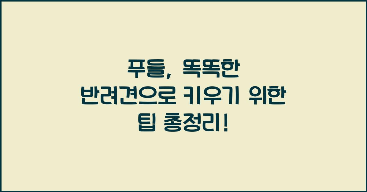 푸들, 똑똑한 반려견으로 키우기 위한 팁