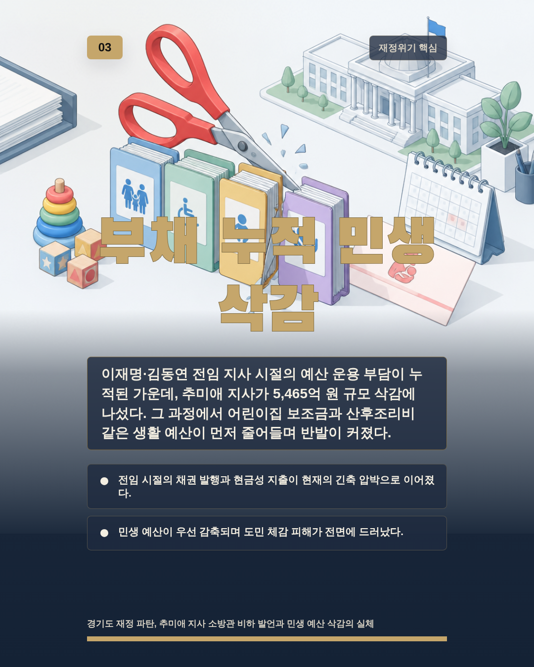 부채 누적 민생 삭감