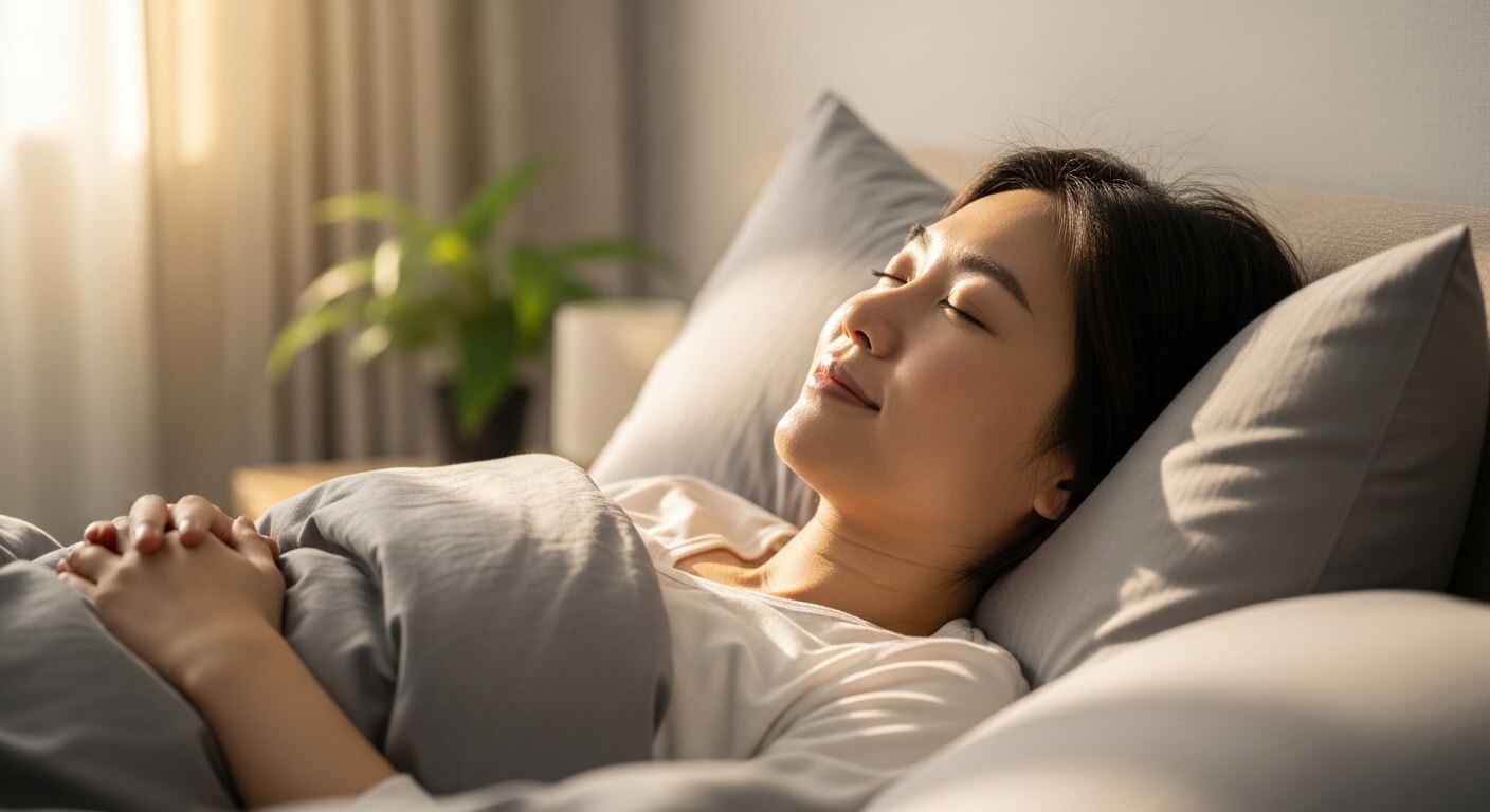 갑상선 호르몬 균형을 위해 충분한 수면을 취하는 모습