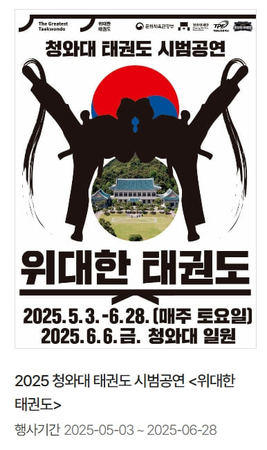 청와대 태권도 시범공연 포스터