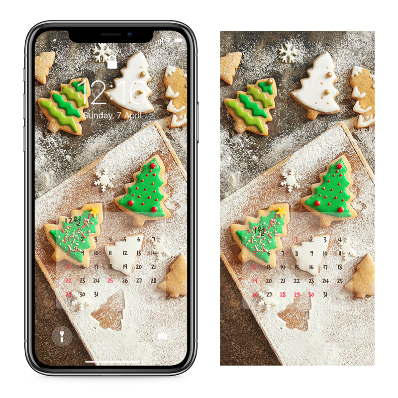 02 크리스마스 트리 쿠키 AB - 2024년12월 아이폰달력배경화면