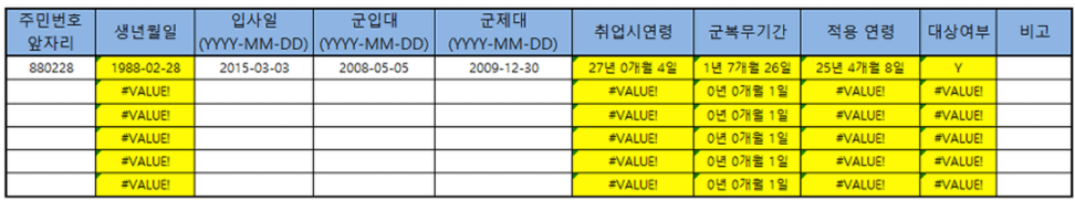 중소기업 취업자 소득세 감면신청서 엑셀