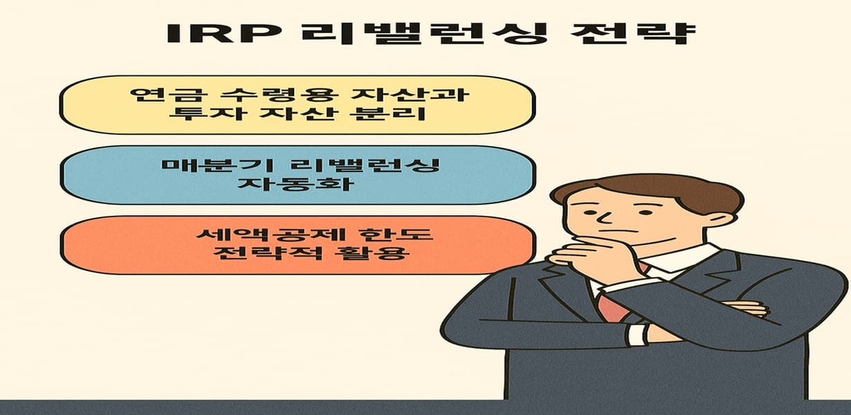 IRP 리밸런싱 전략 3가지를 정리한 인포그래픽 이미지