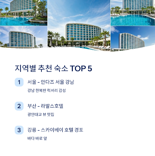 지역별 추천 숙소 TOP 5