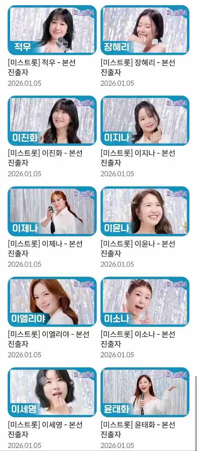 미스트롯4 결승진출자명단 TOP5 예상
