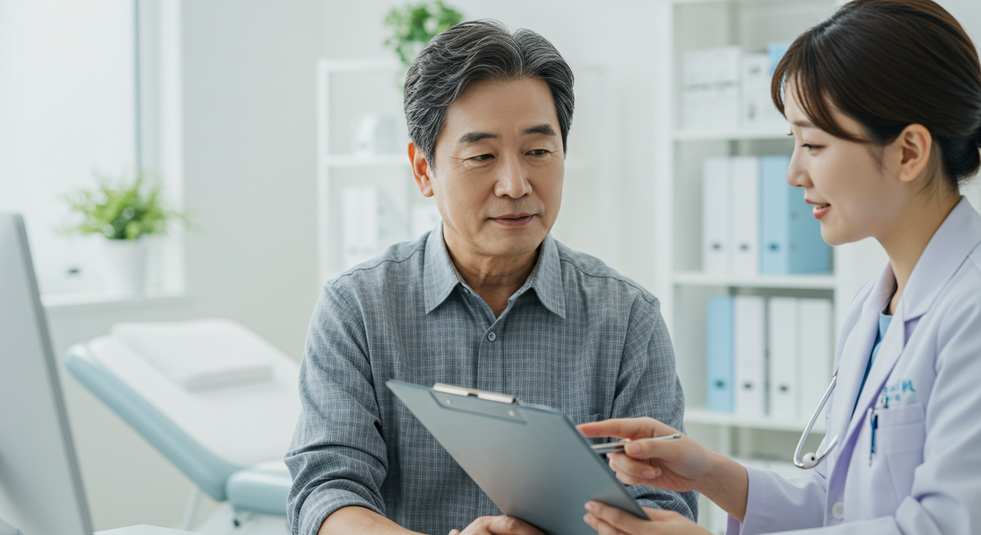 병원에서 상담 중인 남성