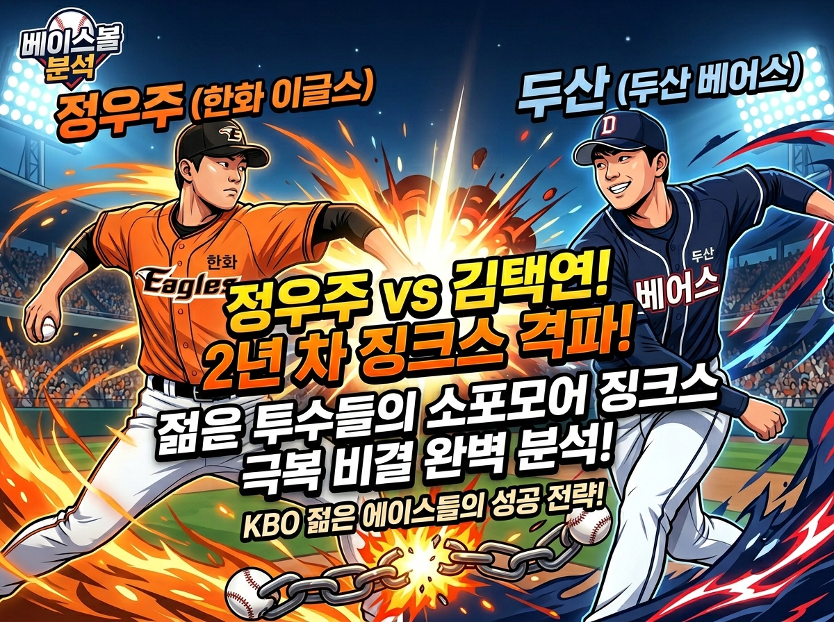 한화 이글스 정우주 선수의 시즌 초반 고전 극복 및 두산 베어스 김택연 선수의 2년 차 세이버메트릭스 평균회귀 법칙 소포모어 징크스 극복 비평 칼럼