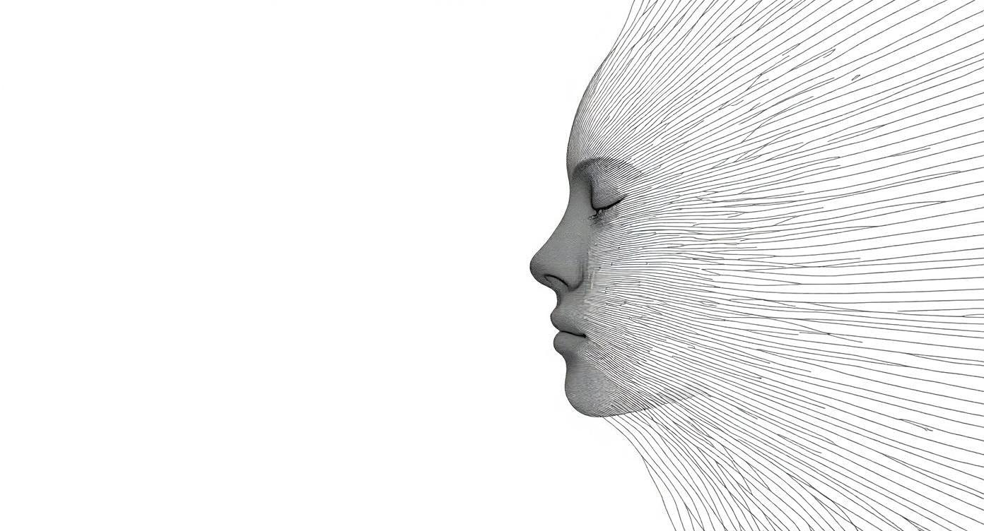 연필 선이 얼굴 모양을 이루는 일러스트