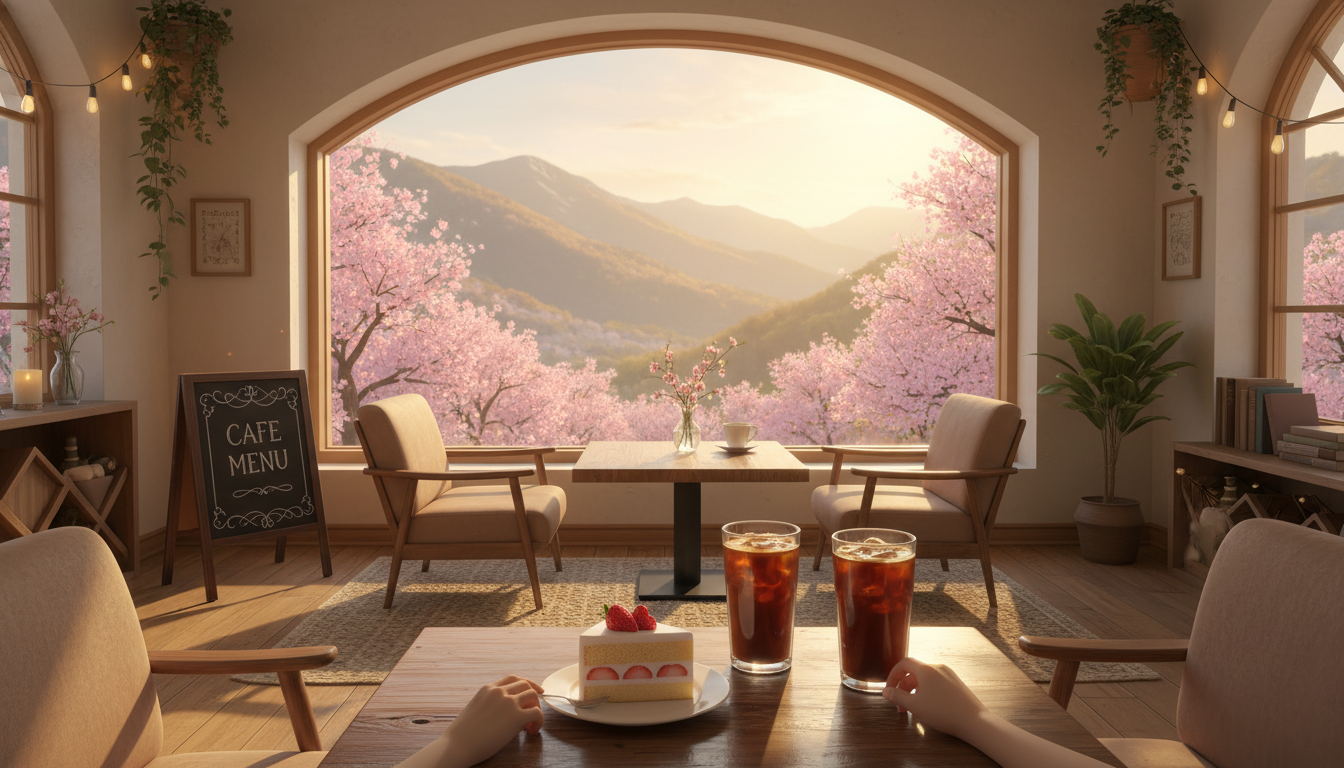 비슬산 참꽃 절경이 보이는 아늑한 카페에서 즐기는 성공적인 주말 데이트 풍경