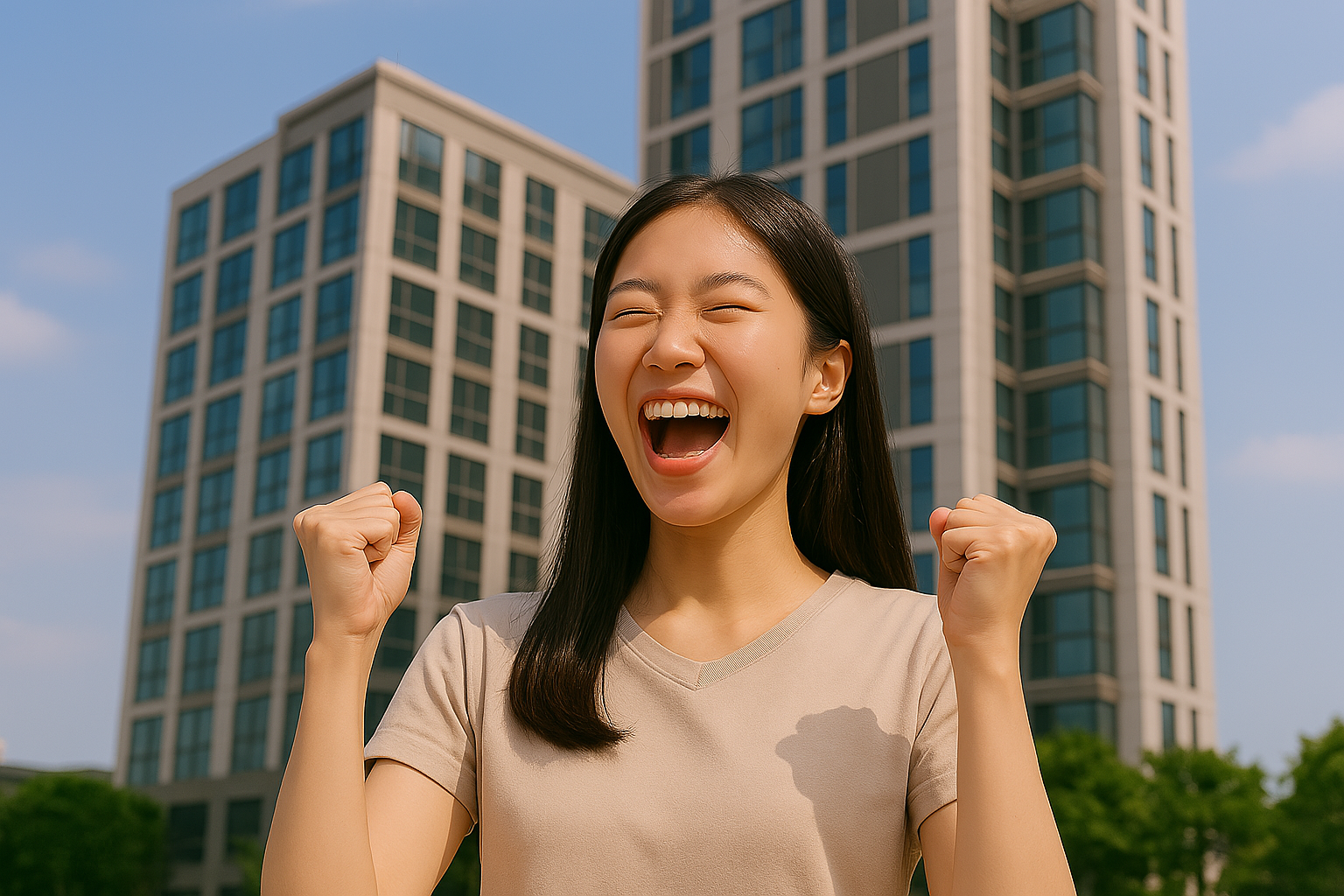도곡더써밋타워 청년안심주택 공공임대 청약 당첨 후 환호하는 20대 여성의 모습