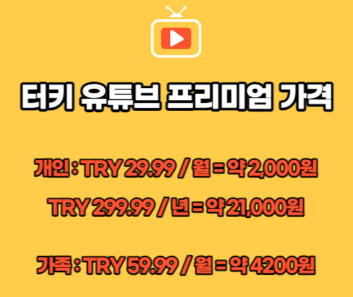 터키 유튜브 프리미엄 가격