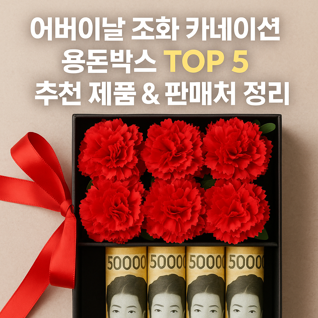 🎁 2025 어버이날조화 카네이션 용돈박스 TOP 5 추천 제품 &amp; 판매처 정리(배송 가능일, 가격, 구성, 구매 팁 포함)