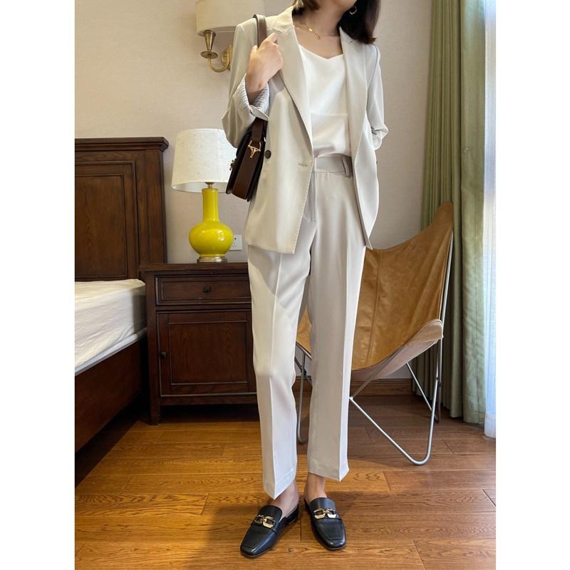 루트원 세미 여성 정장 정장세트 와이드 반바지 수트 슬랙스 투피스