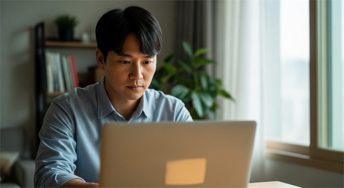 카드사 논란 기사를 확인하는 직장인의 모습 