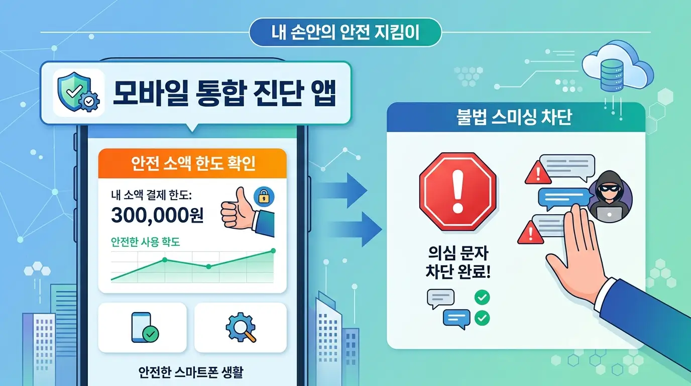 모바일 통합 진단 앱 안전 소액 한도 확인 및 불법 스미싱 차단
