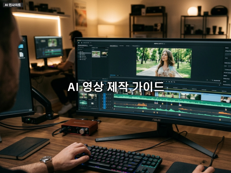 인공지능 영상 제작을 위한 컴퓨터 화면과 편집 툴