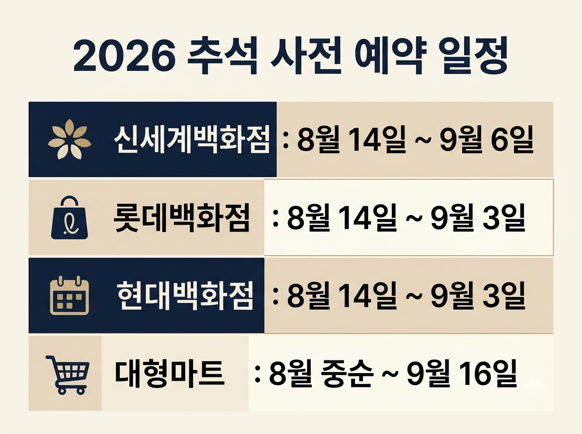 2026년 주요 유통사 추석선물세트 사전 예약 일정 및 혜택 비교