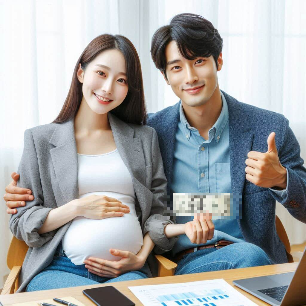 고용보험미적용자출산급여를받은프리랜서남녀가기뻐하고있다.