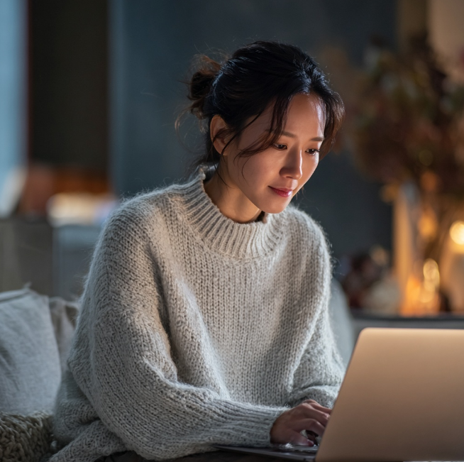 노트북으로 온라인 신청서 작성중