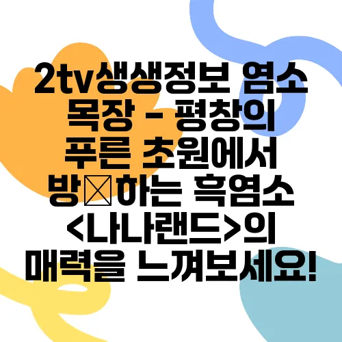 2tv생생정보 염소 목장 - 평창의 푸른 초원에서 방牧하는 흑염소 <나나랜드>의 매력을 느껴보세요!