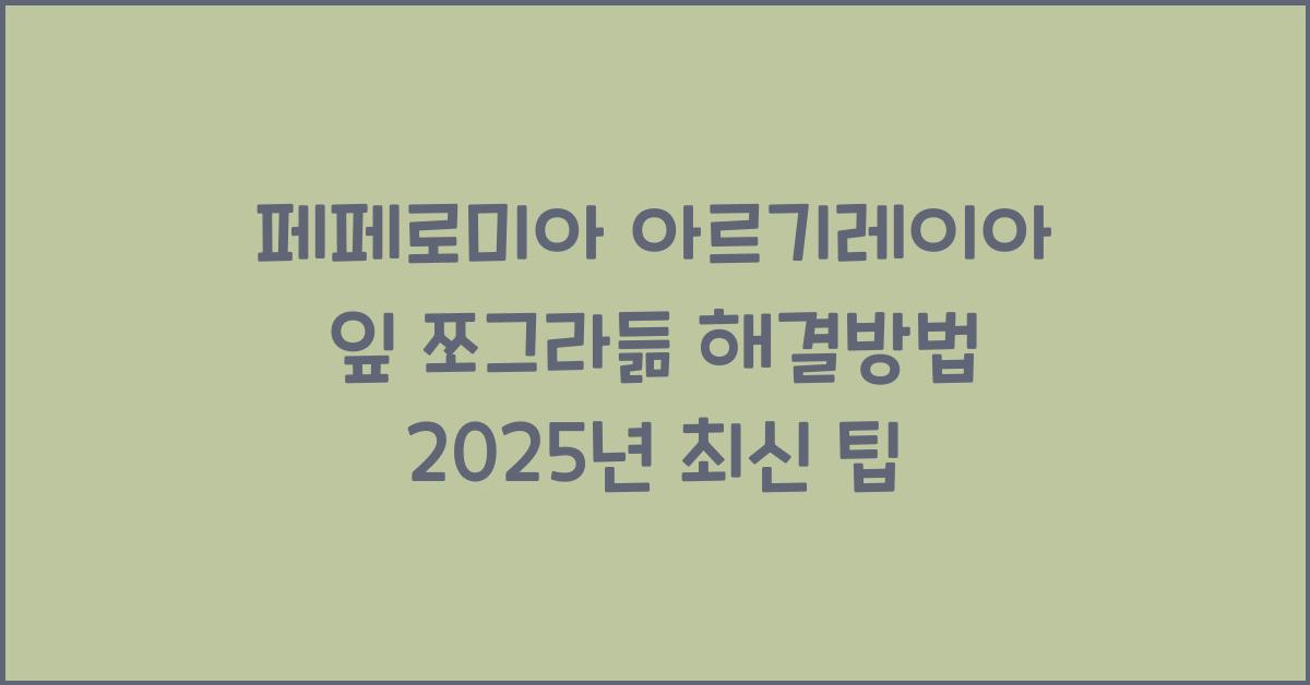 페페로미아 아르기레이아 잎 쪼그라듦 해결방법