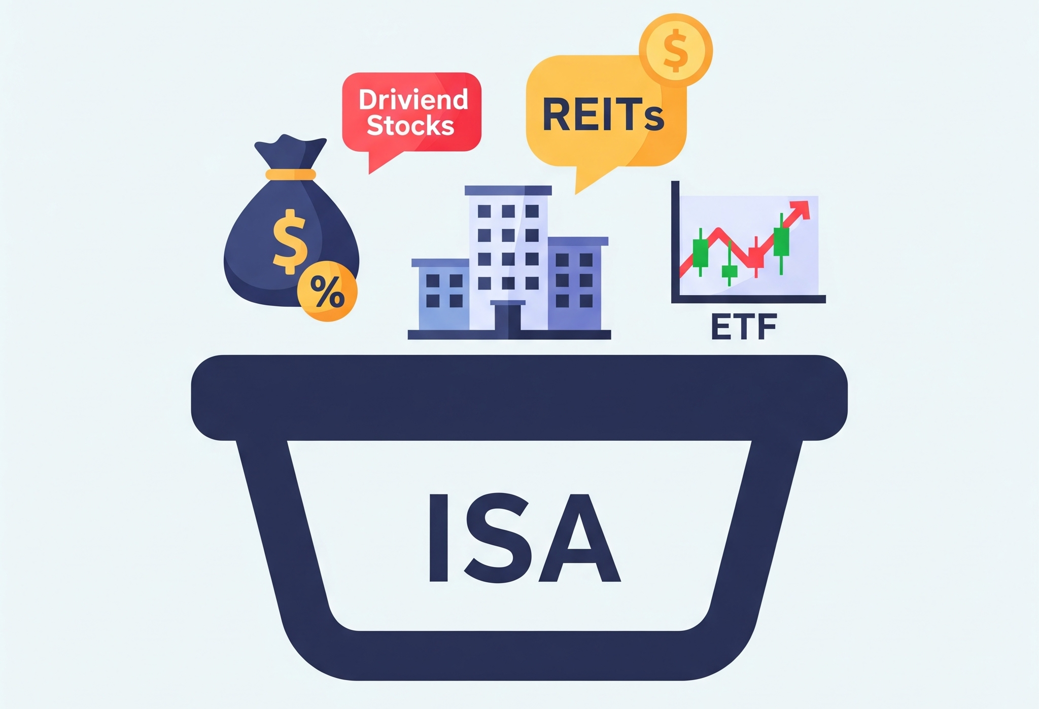중개형 ISA 계좌 안에서 배당주, 리츠, ETF 등 다양한 자산을 운용하는 모습