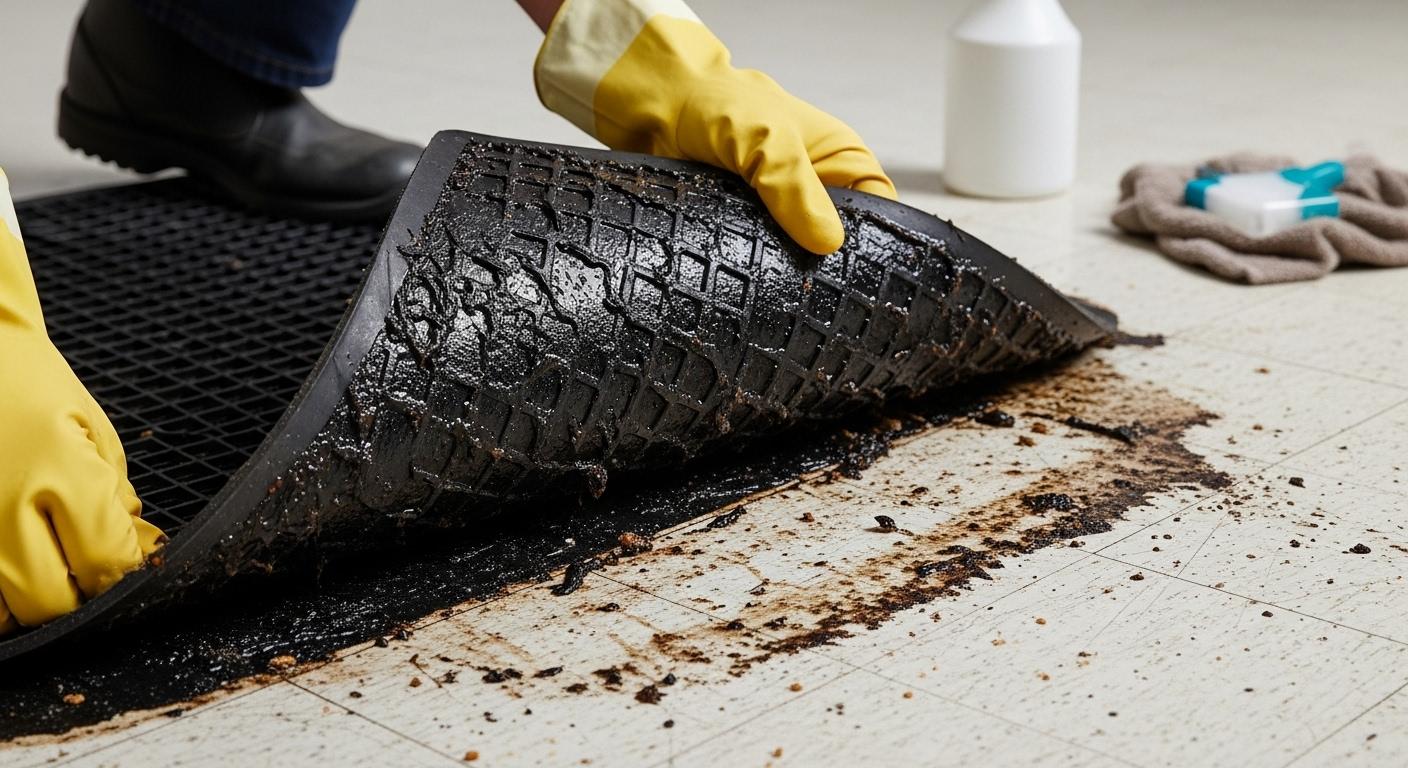 바닥매트 끈끈이 제거