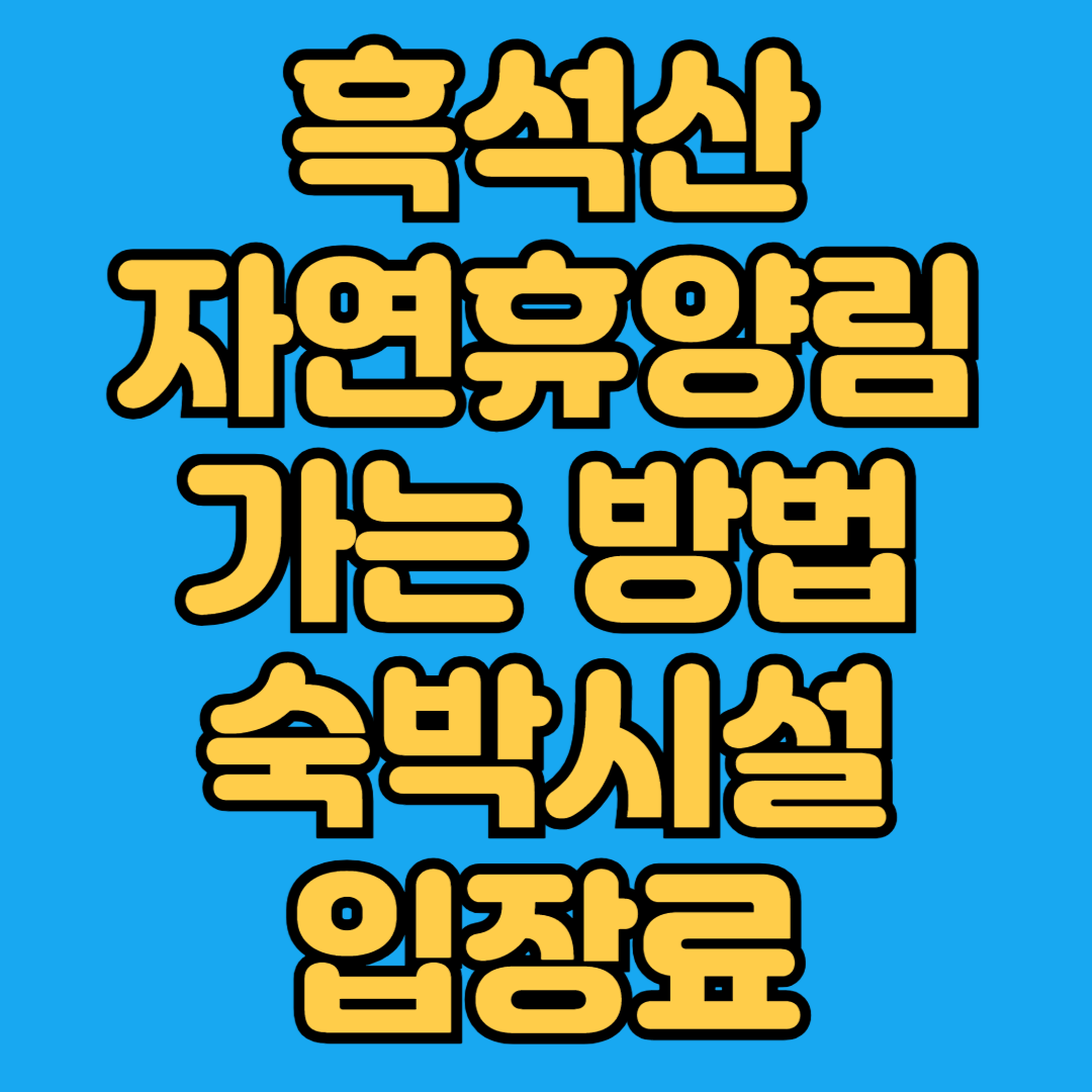 흑석산자연휴양림 가는 방법 숙박시설 입장료