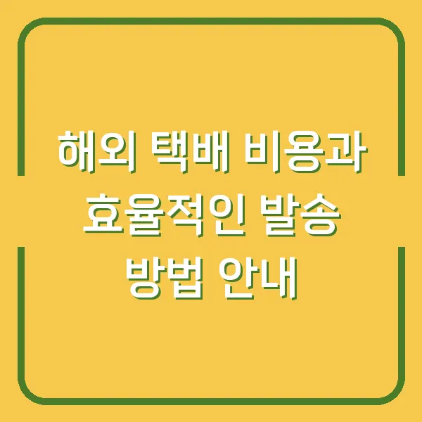 해외 택배 비용과 효율적인 발송 방법 안내