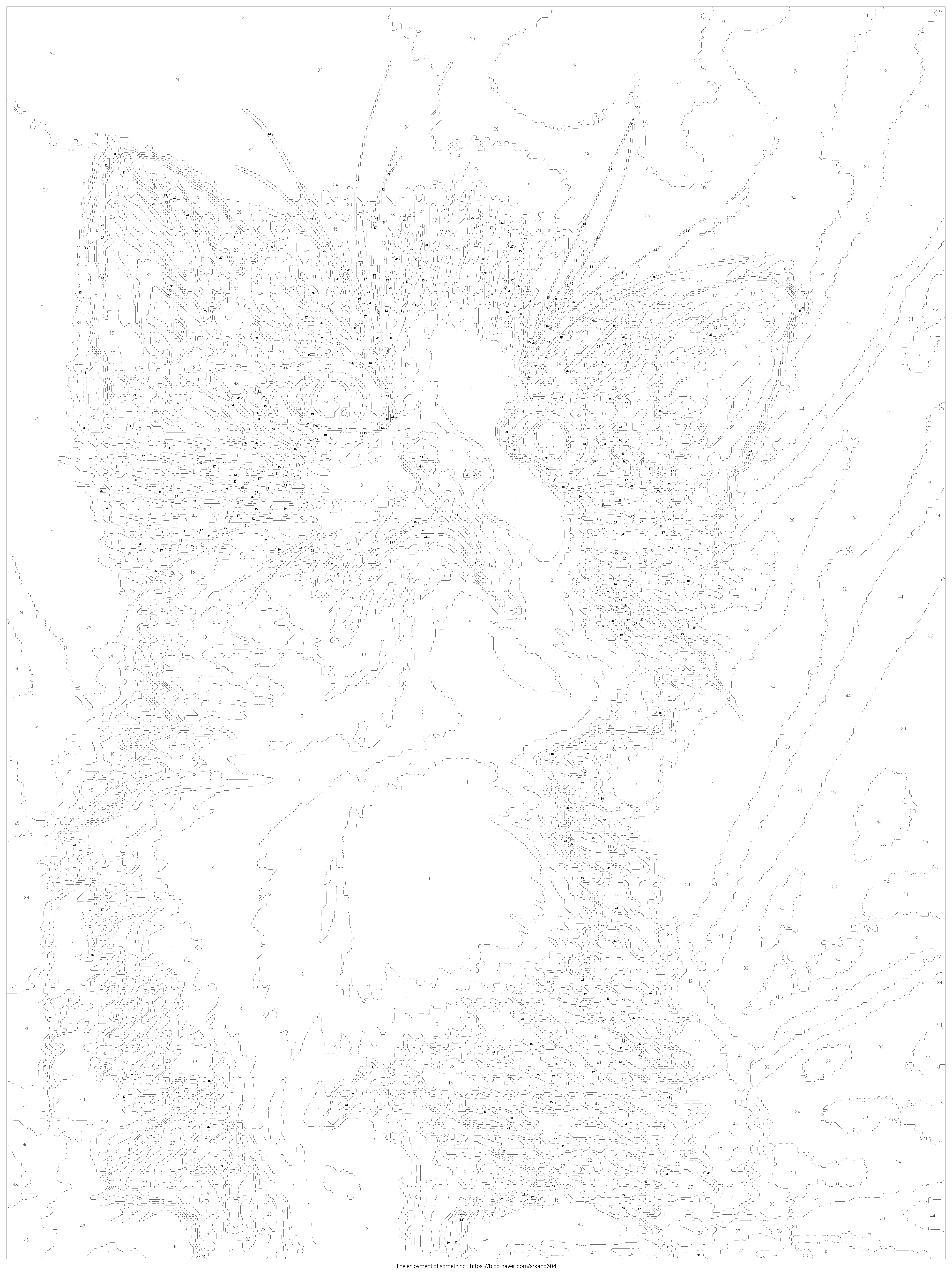 Number Coloring Template (PBN) Cutest Cat