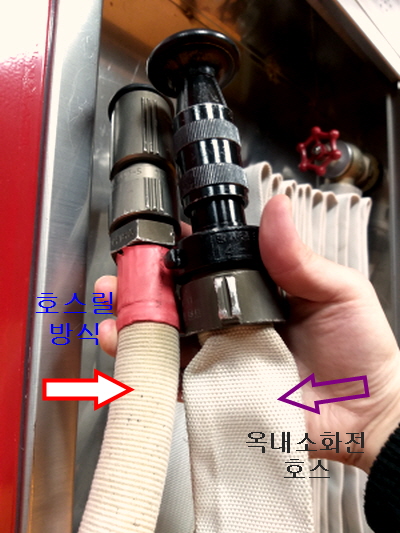 호스릴과 호스 구경 비교