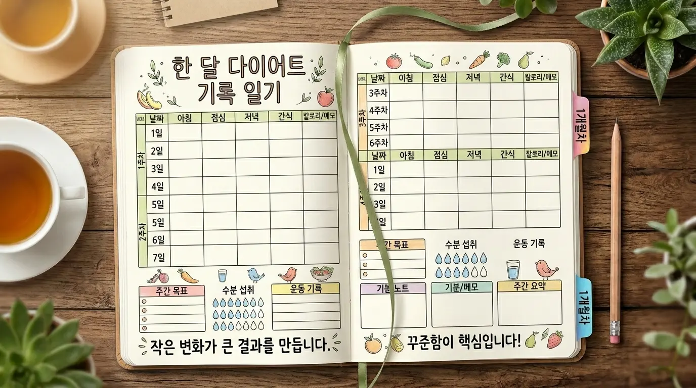 한 달 식단 변화를 기록한 식사 다이어리