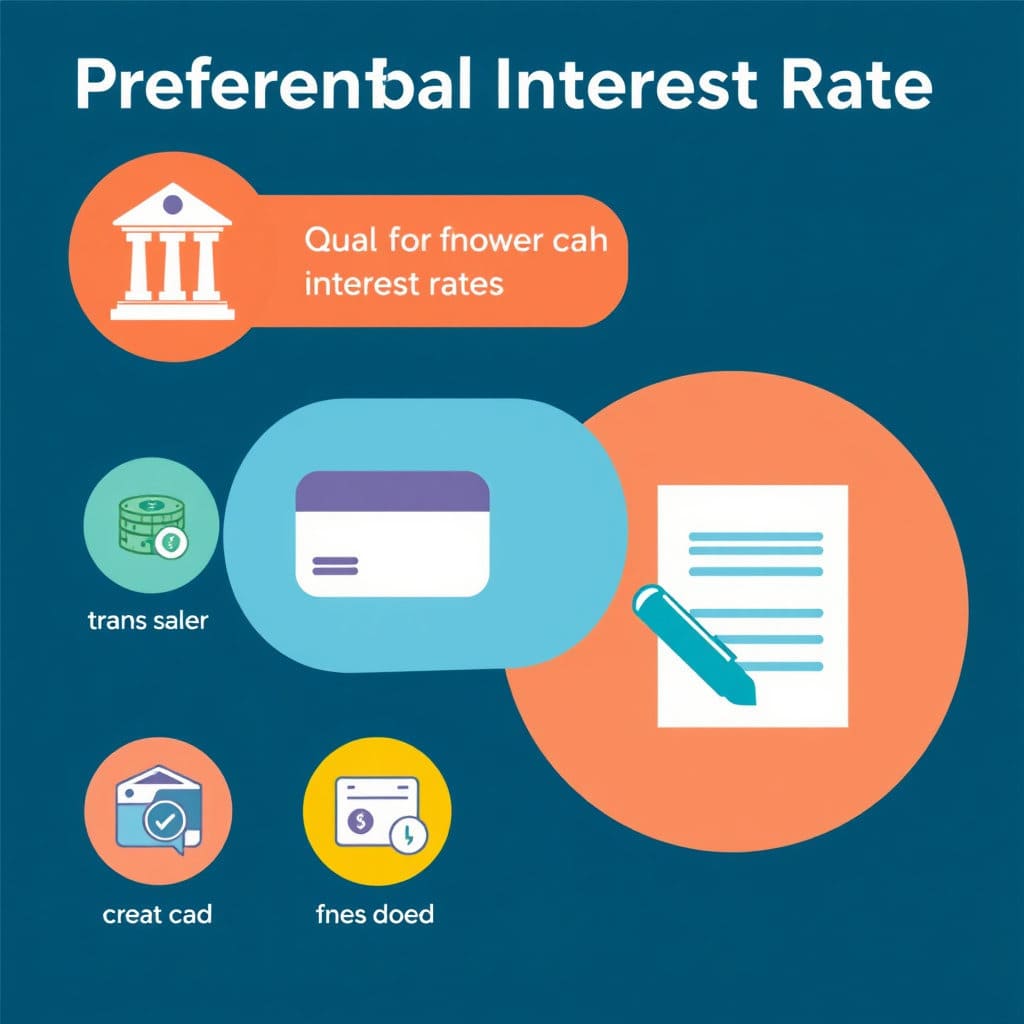 대출 금리를 낮출 수 있는 '우대금리 혜택'을 설명합니다. 급여이체, 신용카드 사용, 금융상품 가입 등 다양한 우대 조건을 아이콘으로 표현하여 독자들이 쉽게 이해하고 적용할 수 있도록 안내합니다.