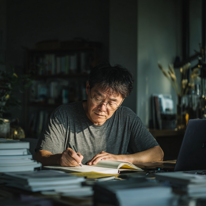 취업 자격증 준비중인 노인