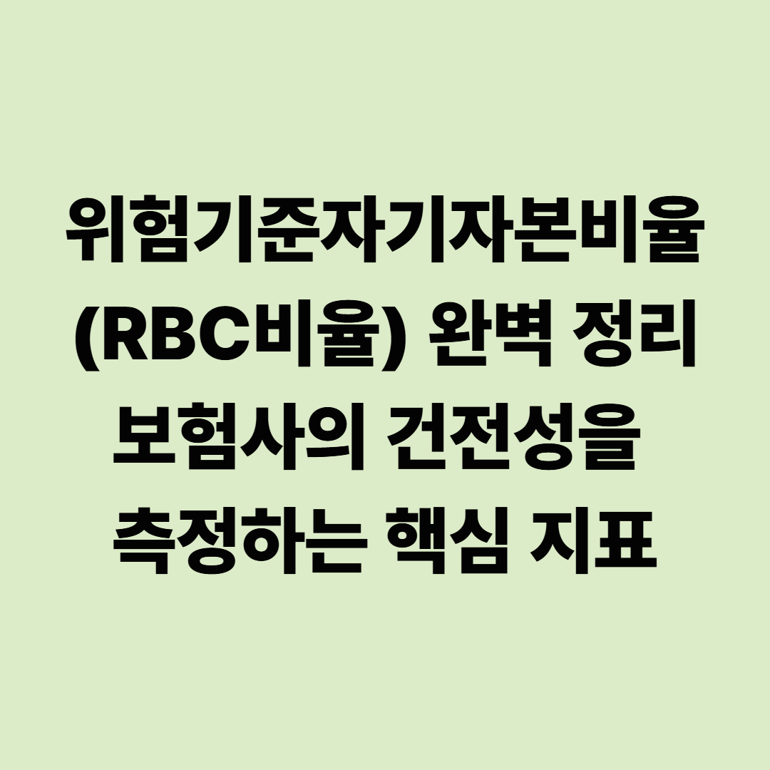 위험기준자기자본비율(RBC비율) 완벽 정리｜보험사의 건전성을 측정하는 핵심 지표