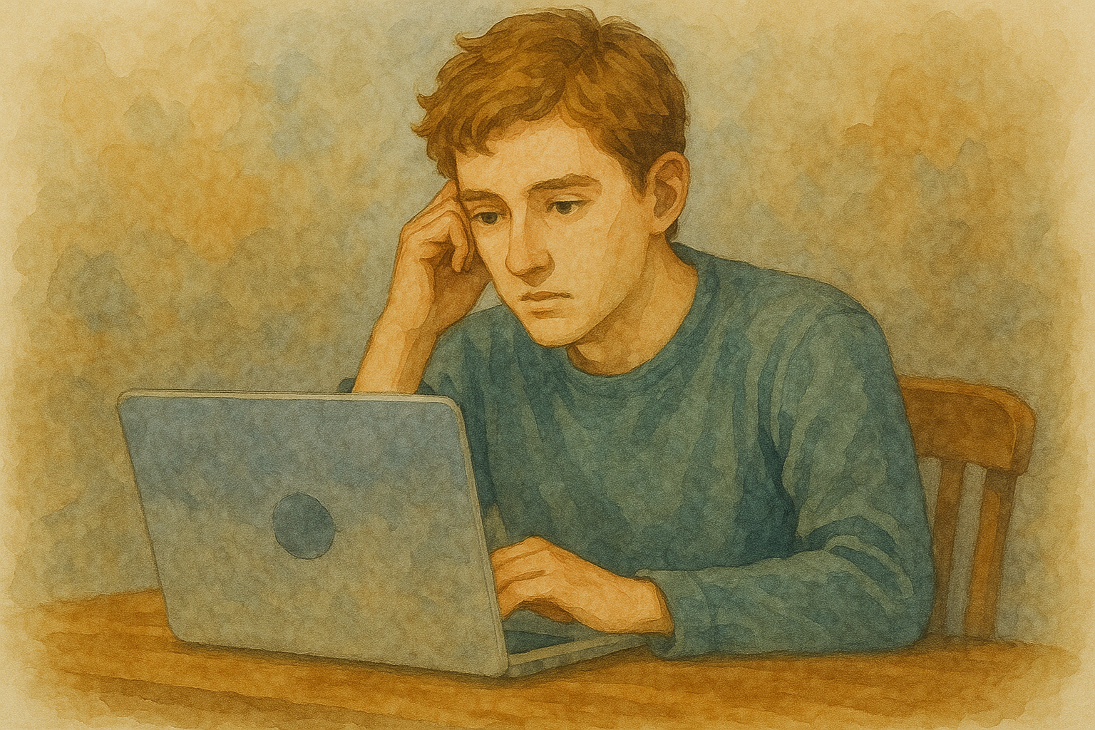 생각에 잠긴 청년