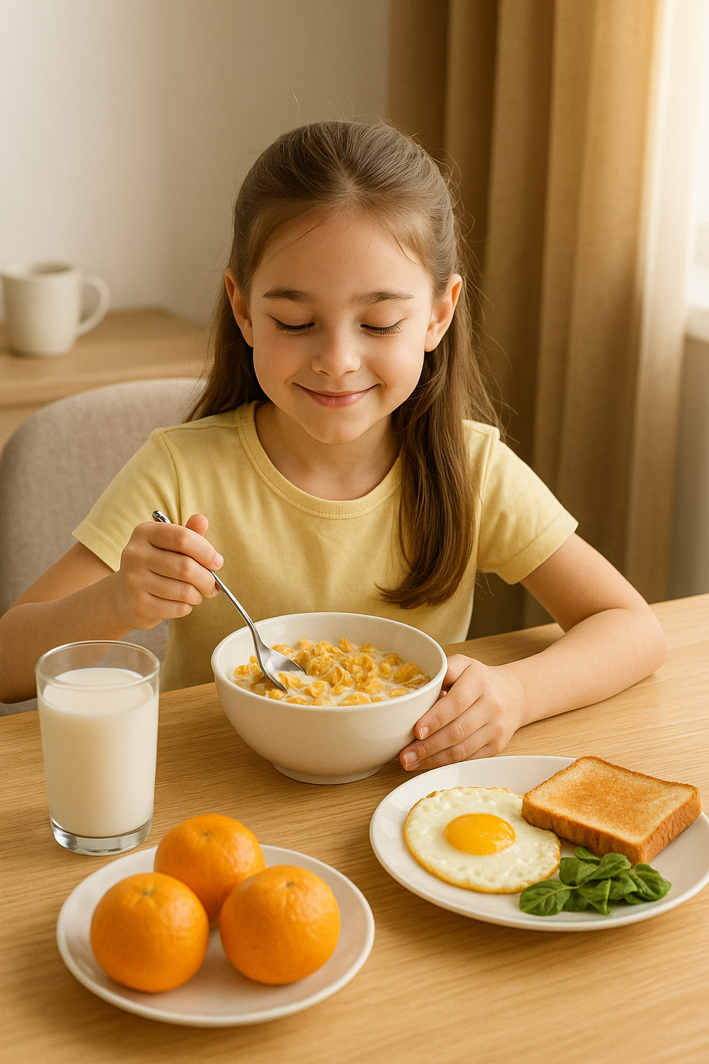 아침을 먹는 아이