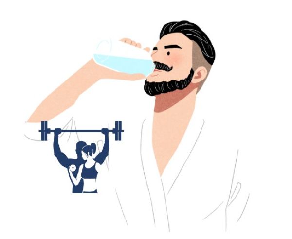 운동후 물마시는 남자